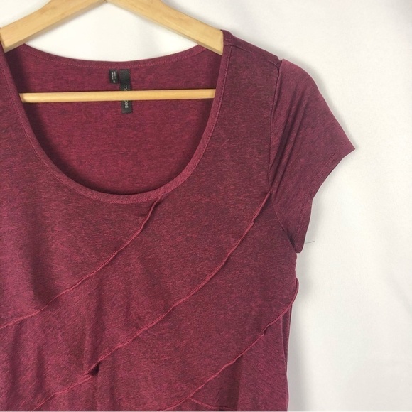 Maurices Burgundy Red Ruffle Front Y2K Short Sleeve S - Picture 3 of 4